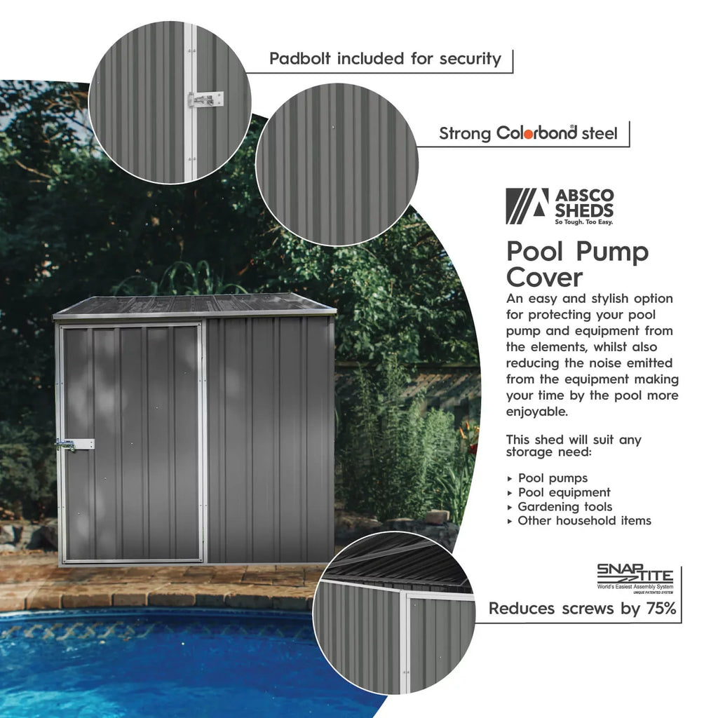 '- Pool x 5 ft. Gray Multipurpose Absco Pump Woodland AB1070 5 Metal Shed