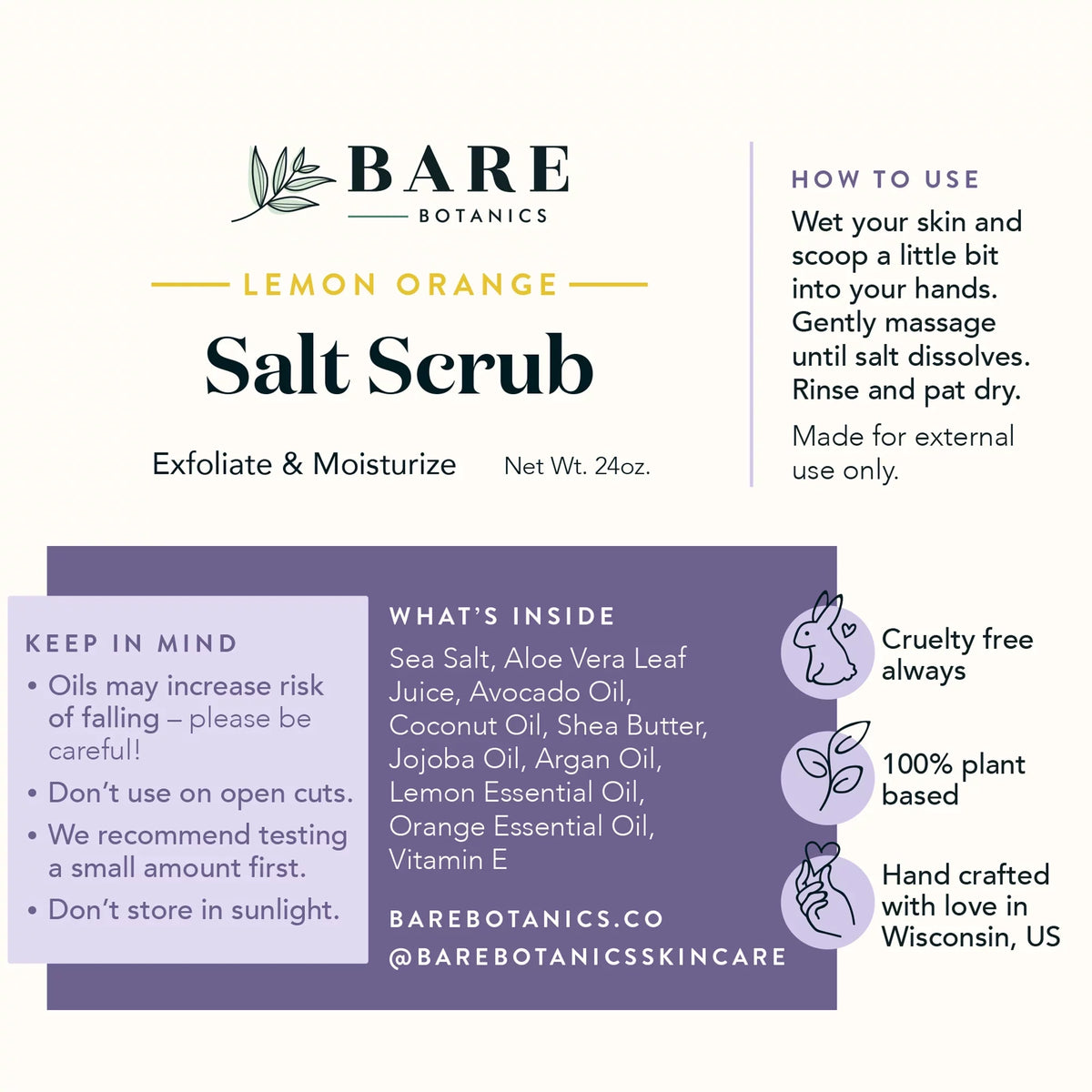 Scrub 24 Botanics Body Orange Bare Lemon Salt oz Sea Scrub