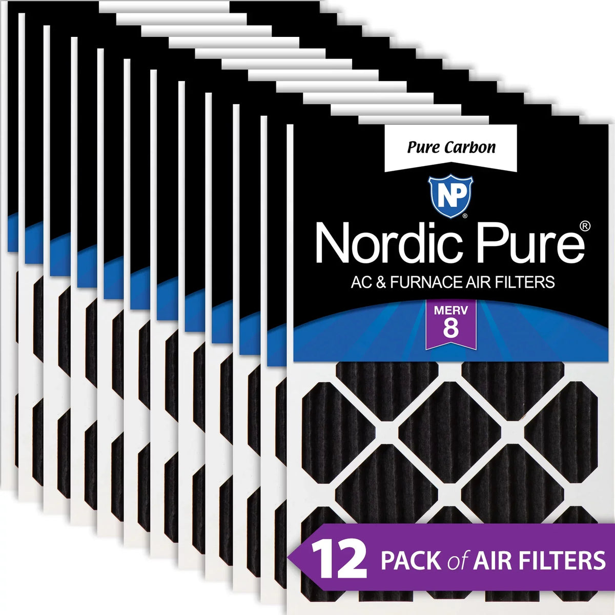 Furnace Odor Pure Carbon 12x24x2 Pleated 12 Reduction Filters Pack 8 Merv