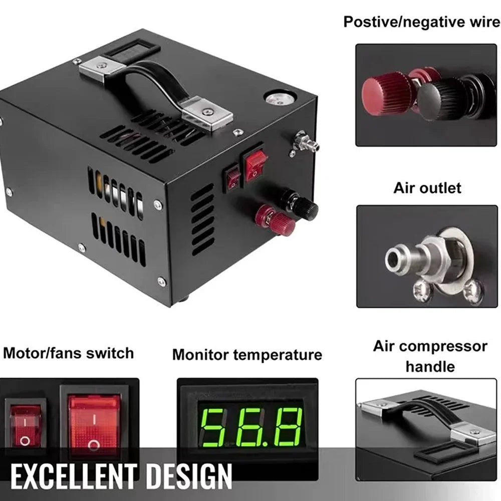 Pressure Portable Intelligent Barometer with Air 4500PSI Transformer Compressor Automatic Lixada Electric High Shutdown Pump