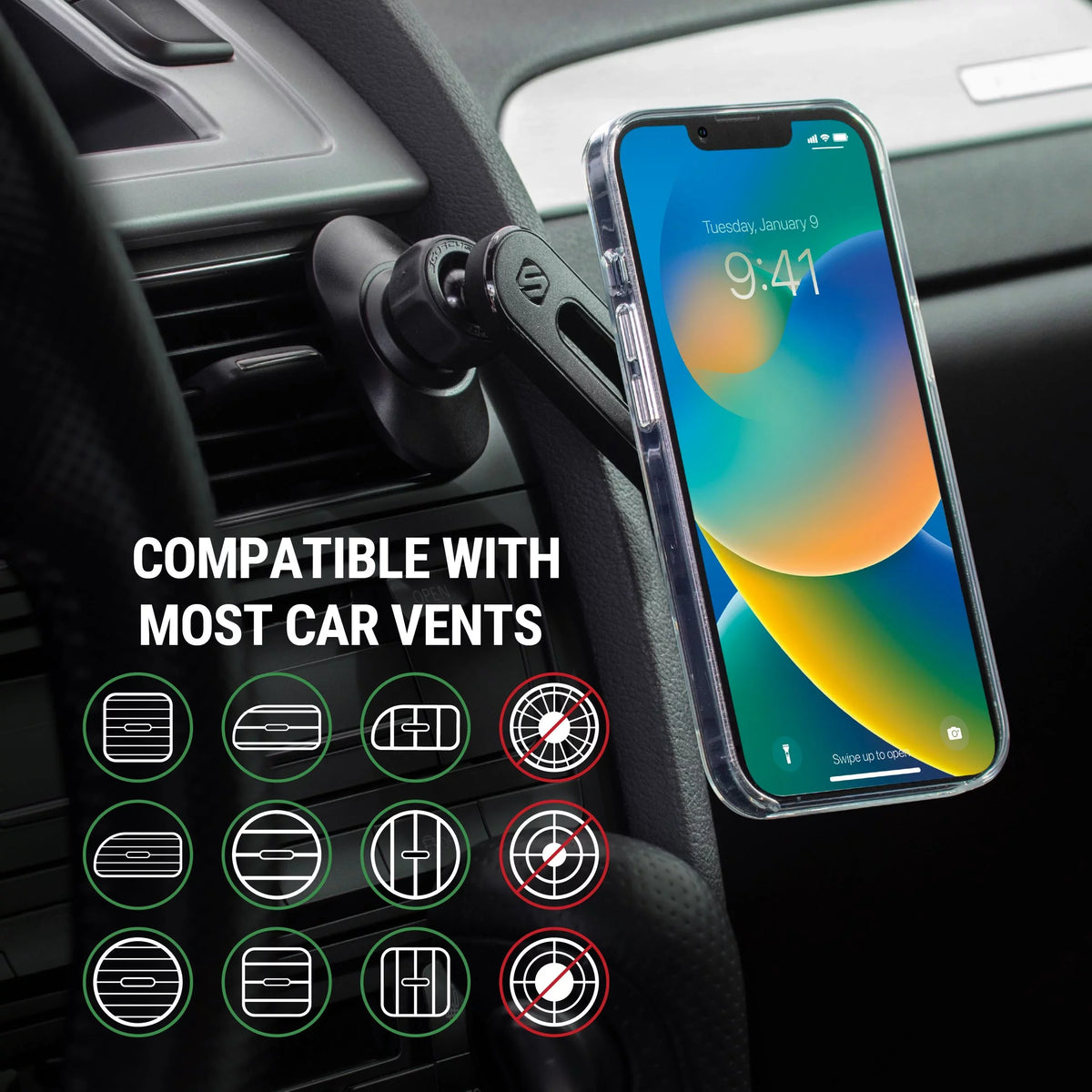 w/ Dash/Windshield/Vent Pro MPMSODVM iPhone Magnetic Mount 4in1 15/14/13 MS Scosche MagicMount Comp
