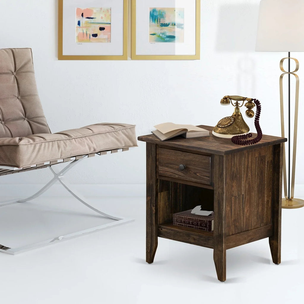 Furniture Jacobean 1 East Nightstand West in 18" Drawer Gallatin with Brown Wood