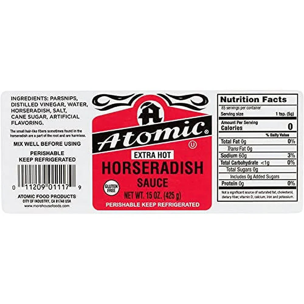 Jars Extra "2 - - - Pack" - 6 Oz 12 Ozs Hot Atomic Horseradish