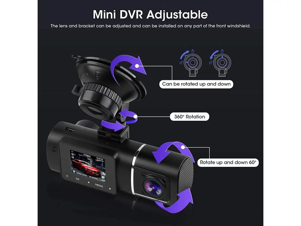 Cam Dual Night G-Sensor Inside Camera Taxi Kit FHD Recording WDR Recorder Driving Car Front Vision with Hardwire Included Cabin Rideshare 1080p+1080p Loop Dash Infrared for