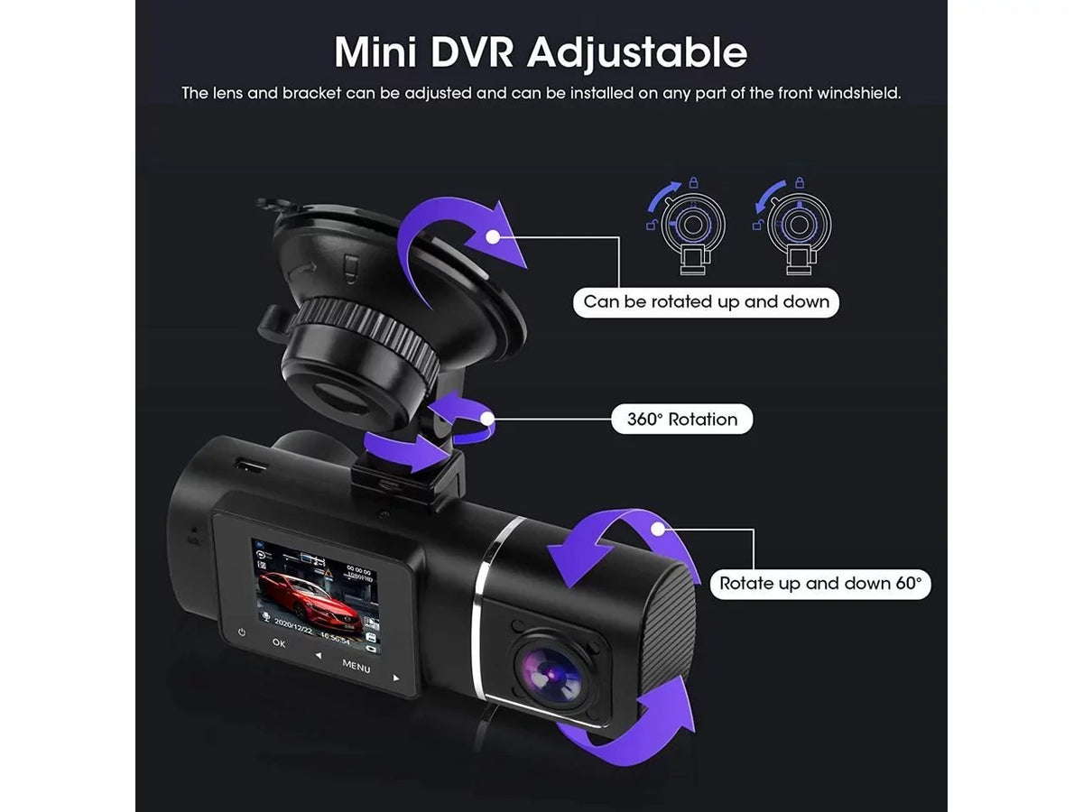 Cam Dual Night G-Sensor Inside Camera Taxi Kit FHD Recording WDR Recorder Driving Car Front Vision with Hardwire Included Cabin Rideshare 1080p+1080p Loop Dash Infrared for