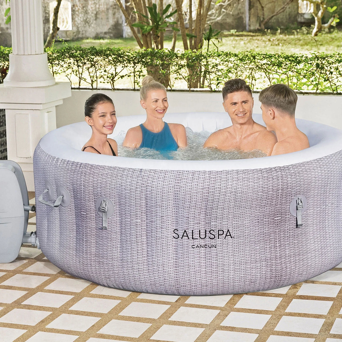 w/2 Inflatable SaluSpa Seat Tub 2 Pillows Bestway Cancun & Hot Spa SaluSpa