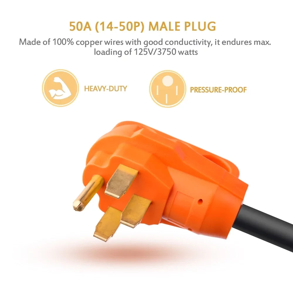 Duty Electrical Female with 18 50A MICTUNING Handle, Male Heavy Dogbone to Inch 3750W Adapter 30A 125V