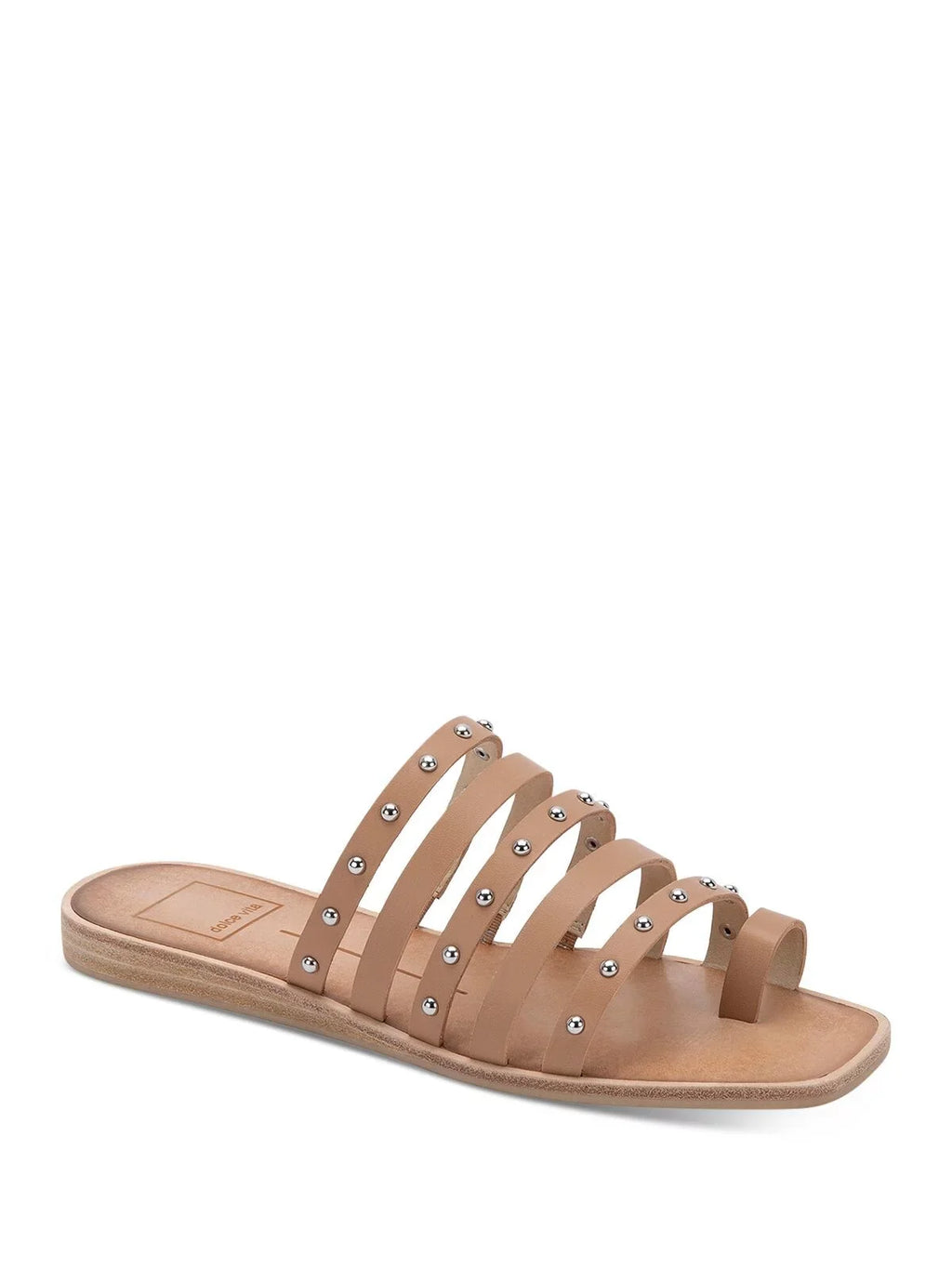 Slide On Sandals 7 Beige Shoes Kaylee Womens Square Toe-Loop VITA M Block DOLCE Toe Slip Heel