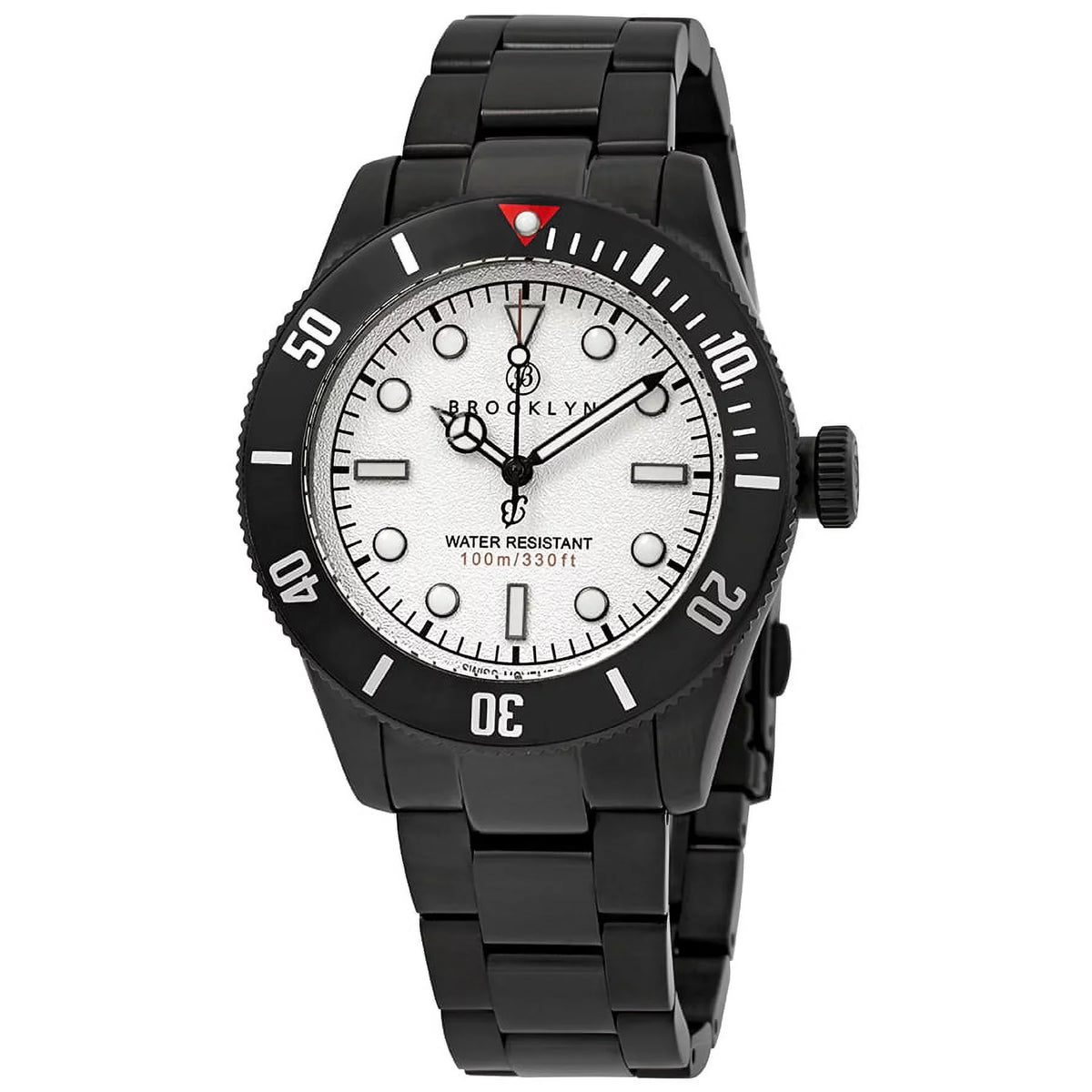 Watch 306-B-22-BB-BLK Brooklyn Men's Co. Dial White Eyed Watch Pea