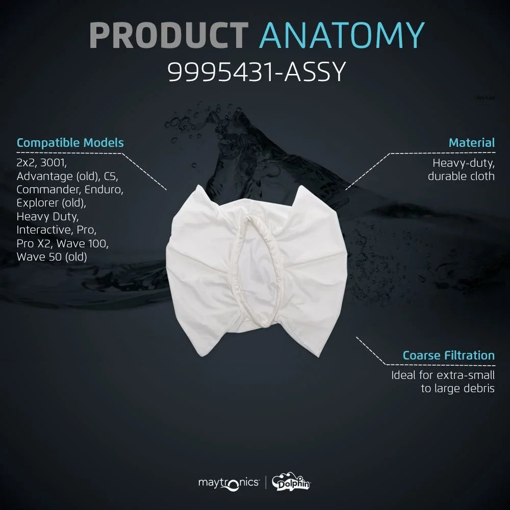 — Genuine Part Number for Replacement Large Dolphin — Debris Part Coarse 9995431 Filter Bag