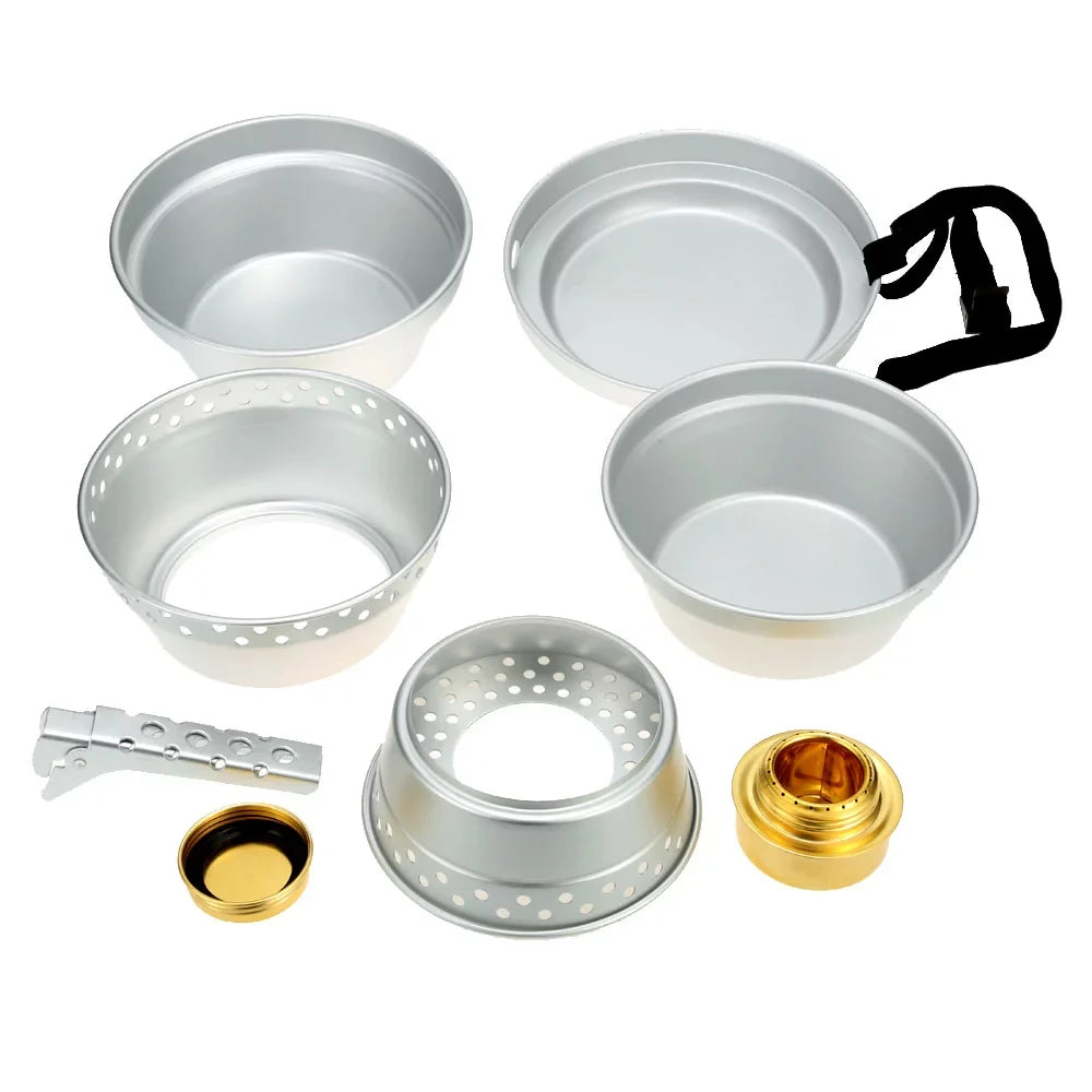 Arealer Mess Cooking Stove Backpacking with for Pan Portable Gripper Cookware Camping Stand Spirit with Hiking Set BBQ Pot Picnic Kit