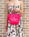 Bikini White Top Kate Mini Ella York New Tote Zip Pink Spade Logo Crossbody