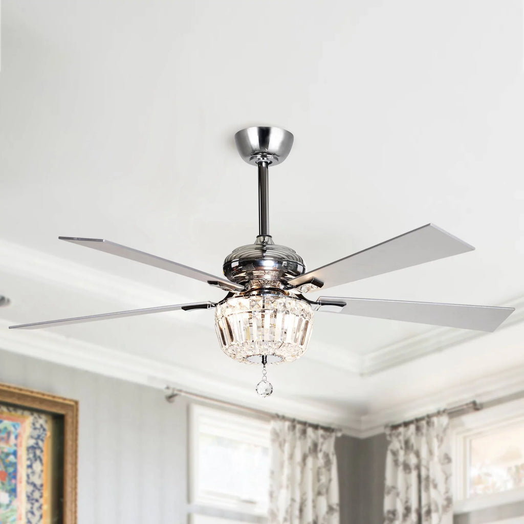 Bulb Ceiling Inches Nickel 5 Fan Parrot Ceiling Fan Included and Brushed Uncle with Reverse and Crystal Not Chandelier Fan Ceiling with 48 Blades, Remote Modern 2 Light