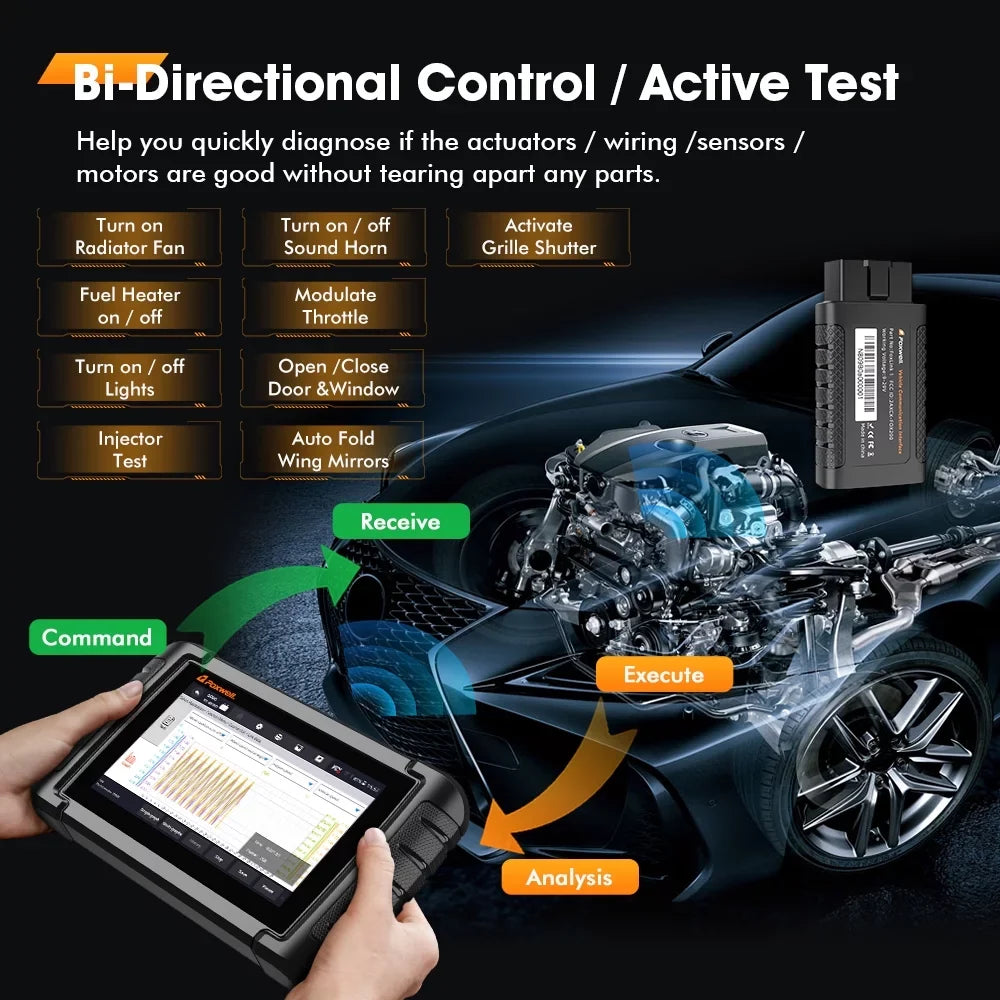 NT809BT Scanner Auto OBD2 Active Bluetooth Test Diagnostic Control Scanner Maintenance Analyzer Car Services Tool Scanner Automotive 30 Foxwell Automotive Code OBDI Scan Advanced Reader Bi-directional