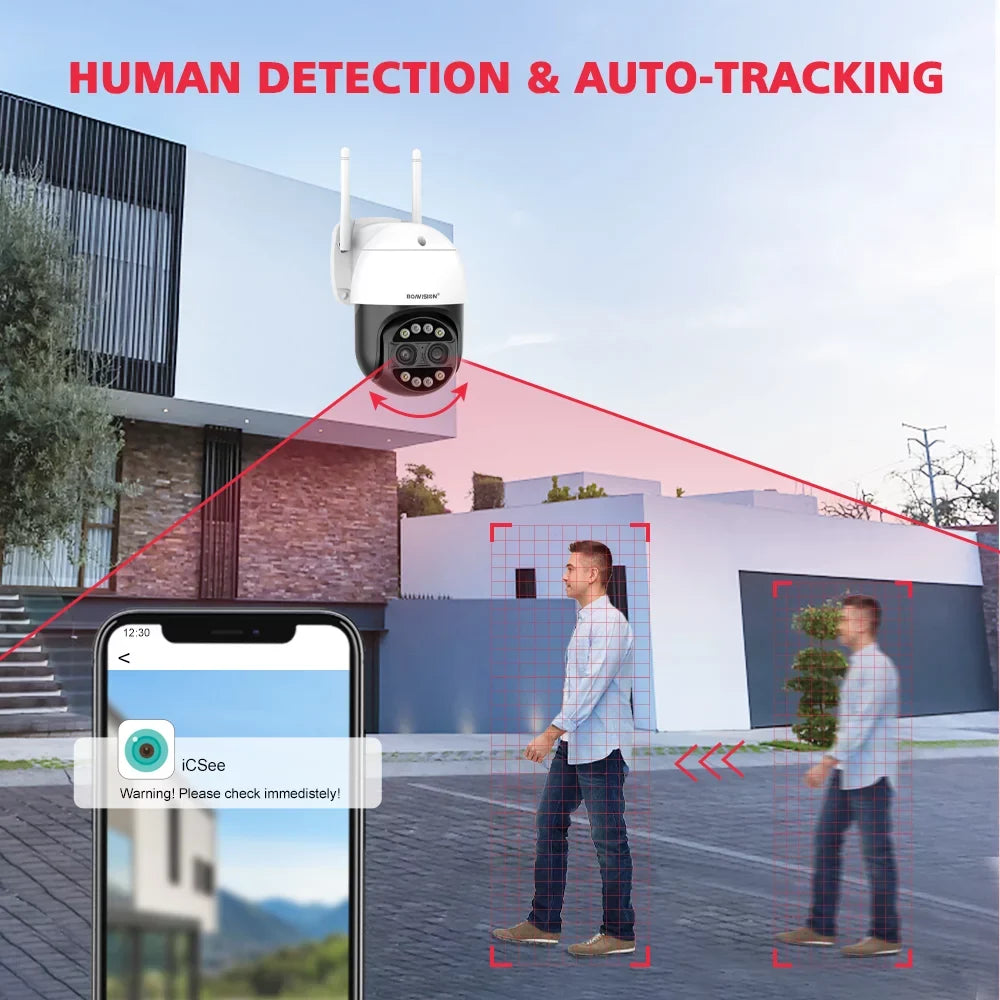 Security Camera IP ICSee Camera WiFi Lens CCTV Wireless PTZ HD Outdoor Dual Home