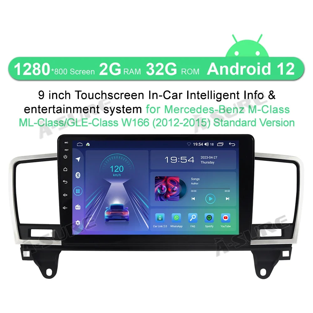 Car Radio GPS Android For GLE 2012-2015 Mercedes-Benz Navi GL X166 12 WiFi W166 Stereo ML 2+32GB
