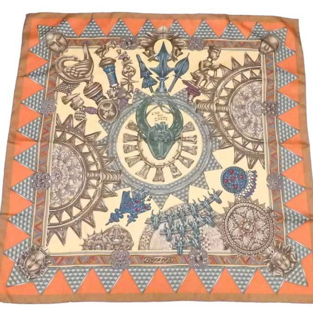 HERMES silk Hermes DES ladies Carre multicolor CHEFS Pre-Owned LOR (Good) scarf 90