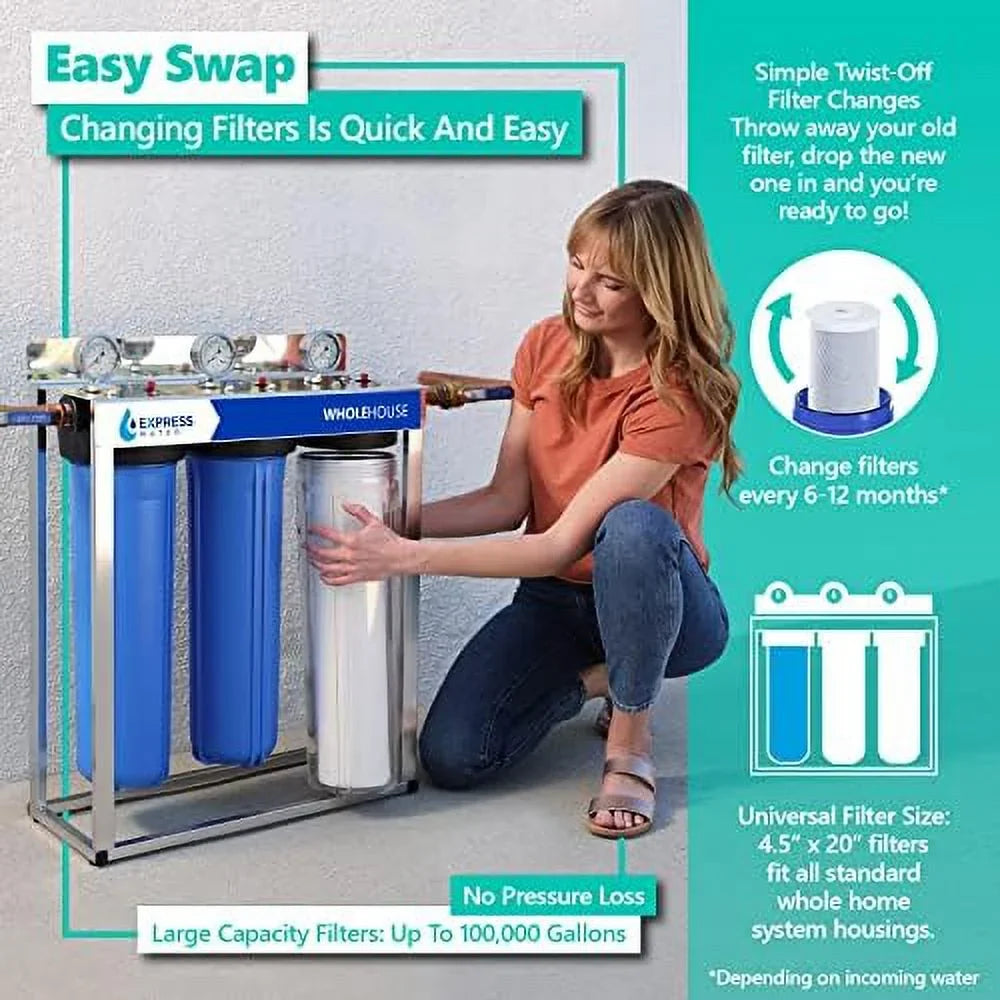 pack filter 5 micron activated water filter house capacity filter acb 2 inch 4.5” carbon block filter water large replacement filtration x whole water 20”