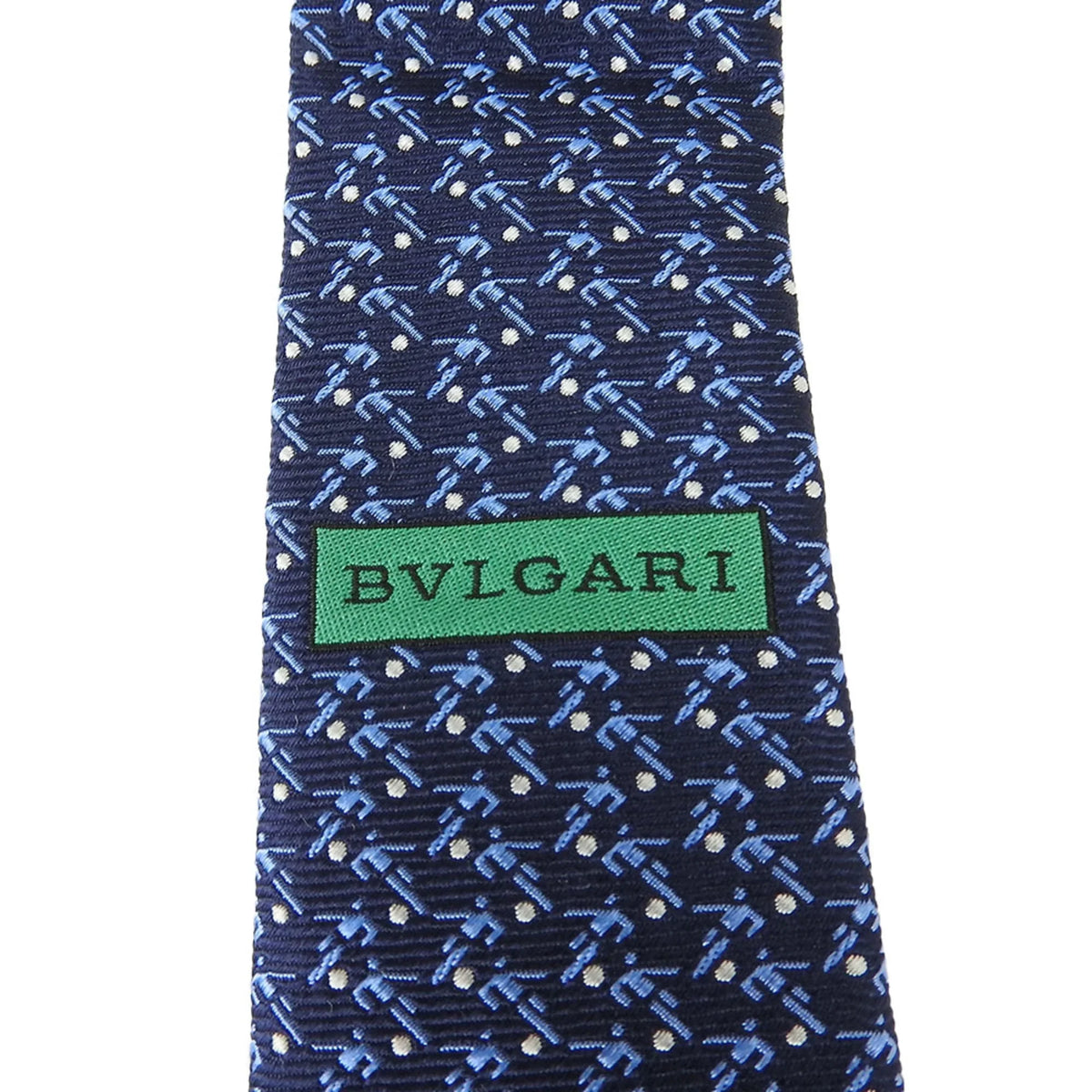 (Good) Necktie Pre-Owned Navy Blue Silk BVLGARI Men's