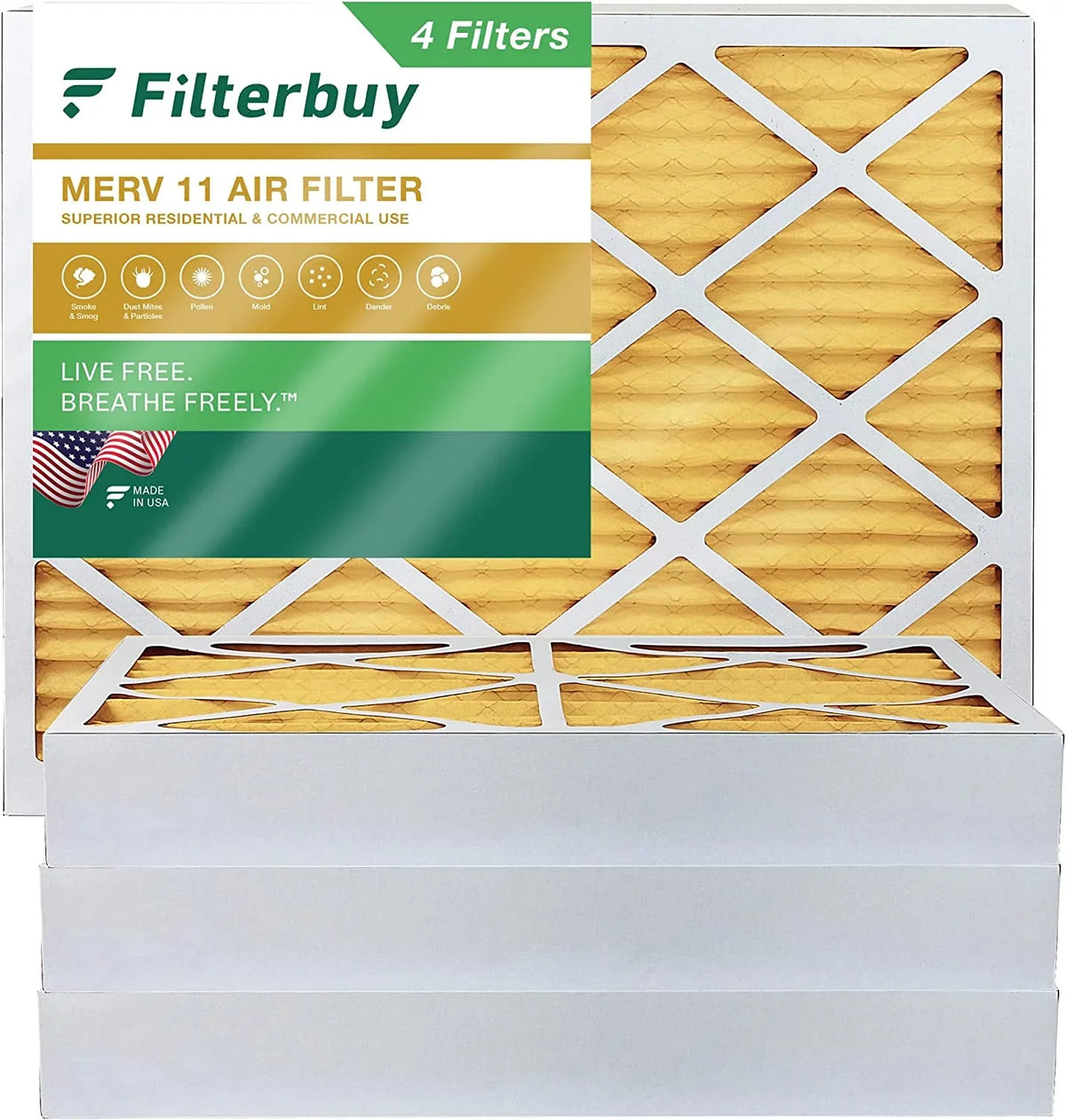 12x15x4 HVAC Pleated Filters MERV 11 Furnace (4-Pack) Filterbuy AC Air