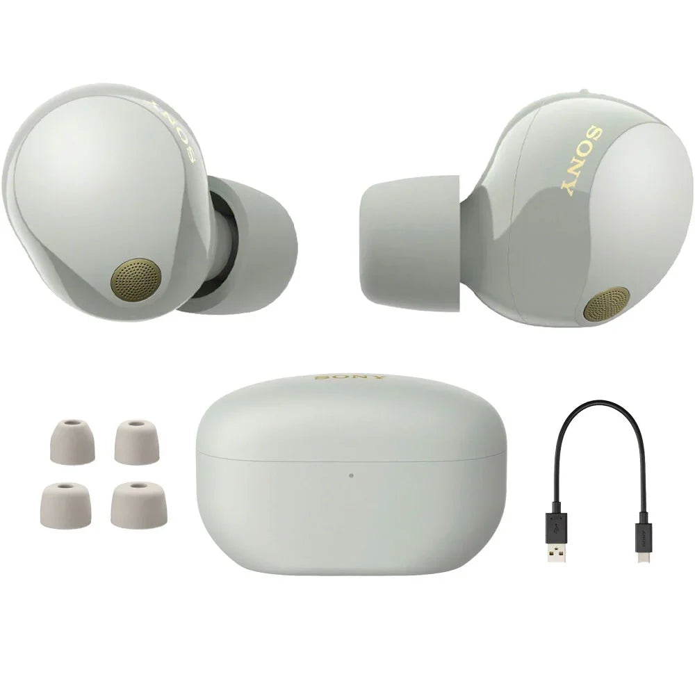Wireless Noise 2 YR Bundle Canceling Earbuds (Silver) Sony with Warranty WF-1000XM5
