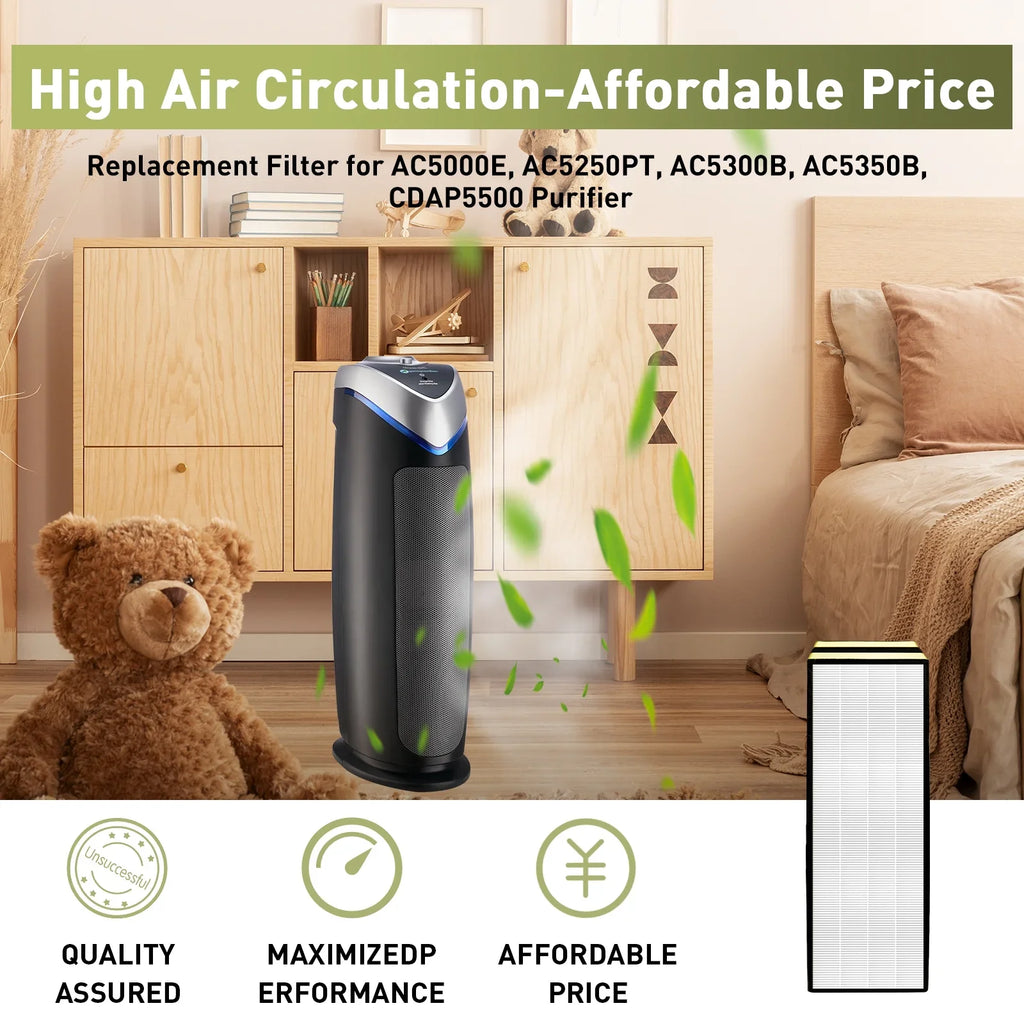 AC5300B HEPA GermGuardian Filter with FLT5111 HEPA FLT5000 C, Hepa+10 AC5250PT AC5000E Replacement Carbon Pack Carbon AC5350B Compatible 2 Filter, and Activated Air FLT5250PT 2 Purifier, CDAP5500 True