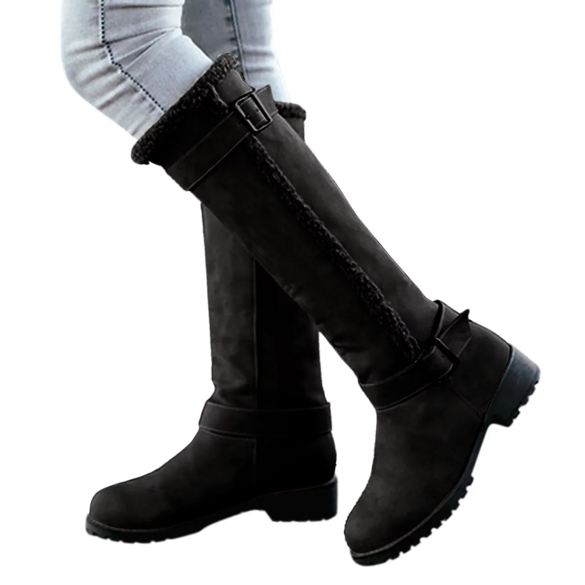 Heel Wide Boots Knee Calf Rain Artificial Mid Leather Zipper Boots Womens Womens High Booties Boots Boots 11 Wide for Boots Hiking Womens Mid Calf Womens Size Round Toe Calf Long Women