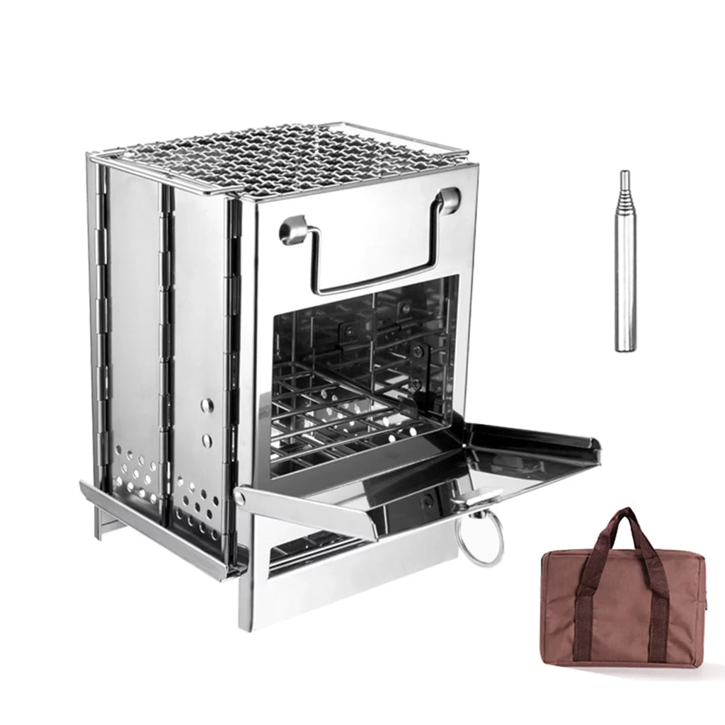 for Hiking BBQ Portable Versatile Set, Burning Wood Backpacking and Grill Stove