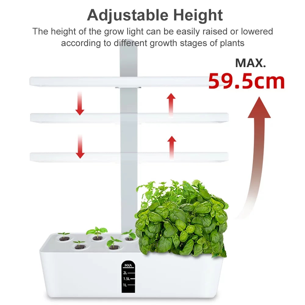 Kitchen Hydroponic Height LED Perfect and for Smart Indoor Office, with Adjustable Home, Garden – and Pinnaco Kit Timing