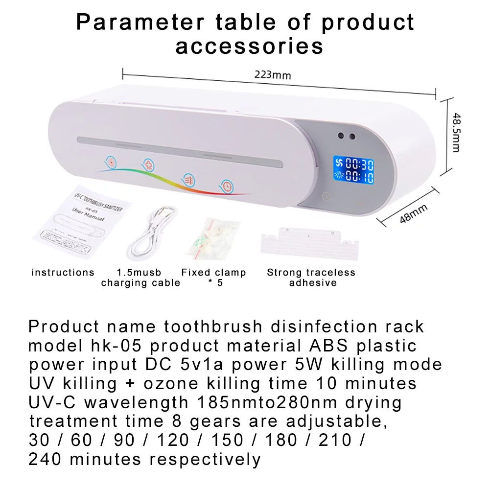 Sterilizer Hygienic Rack Air-Drying Gesture Toothbrush UV & Induction, with Dental Care for Ozone, Smart