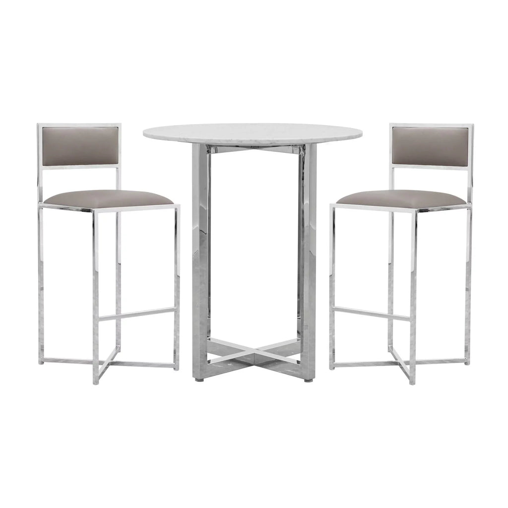 Marble Top Round Modus Amalfi Table in 32" w Bar Taupe