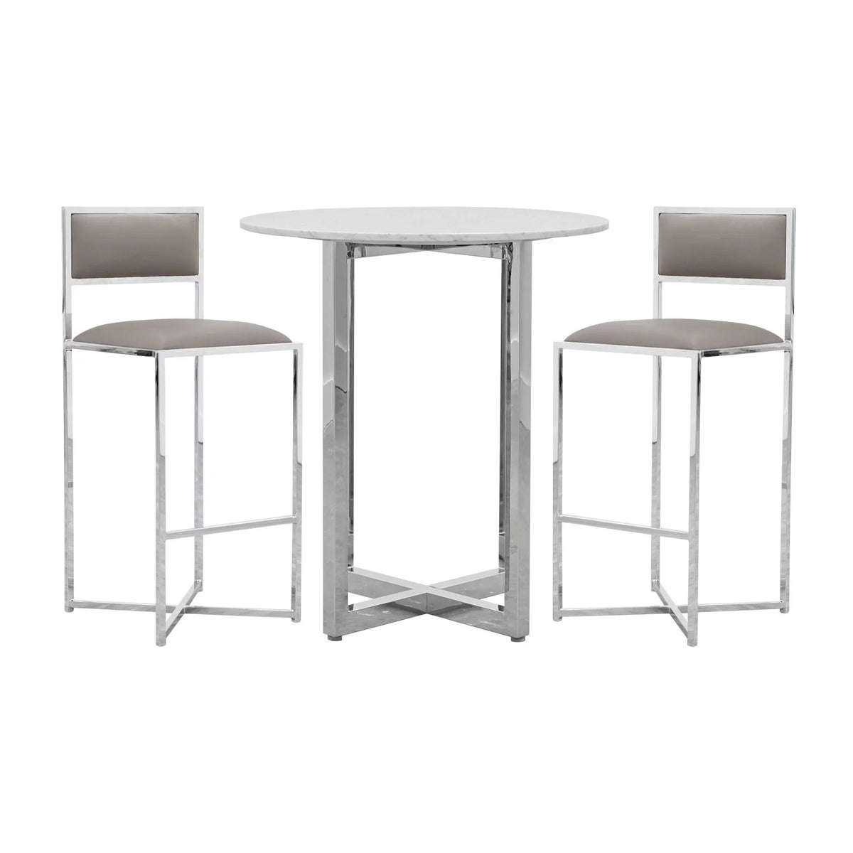 Marble Top Round Modus Amalfi Table in 32" w Bar Taupe