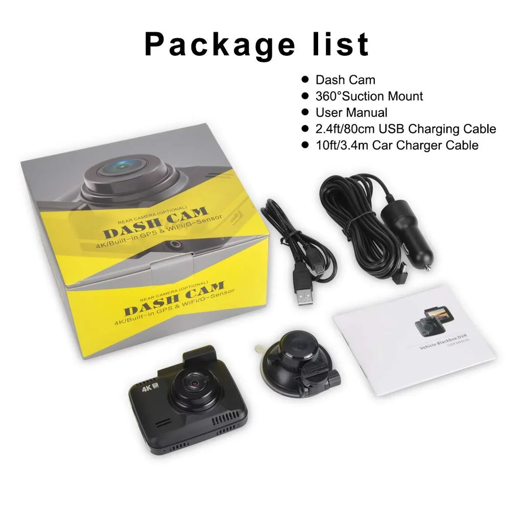 Parking Wide Dashboard G-Sensor, GPS, Dash 24FPS Record, Driving Chip, Iseebiz WDR, View, 2160P Cam, Motion Cam Mode Detect, Recorder 150° Novatek Car Built-in Loop Angle, App WiFi