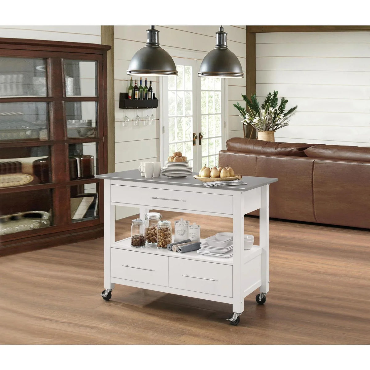 Stainless HomeStock Cart, & Kitchen White Steel