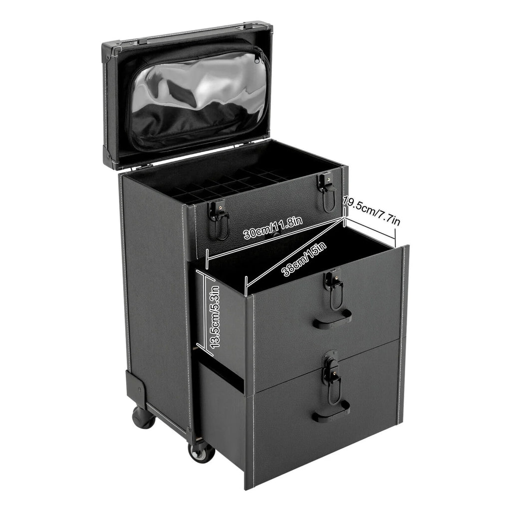Polish Nail Makeup Trolley Miumaeov Rolling Cosmetic Train Organizer Storage Luggage Case Box Professional