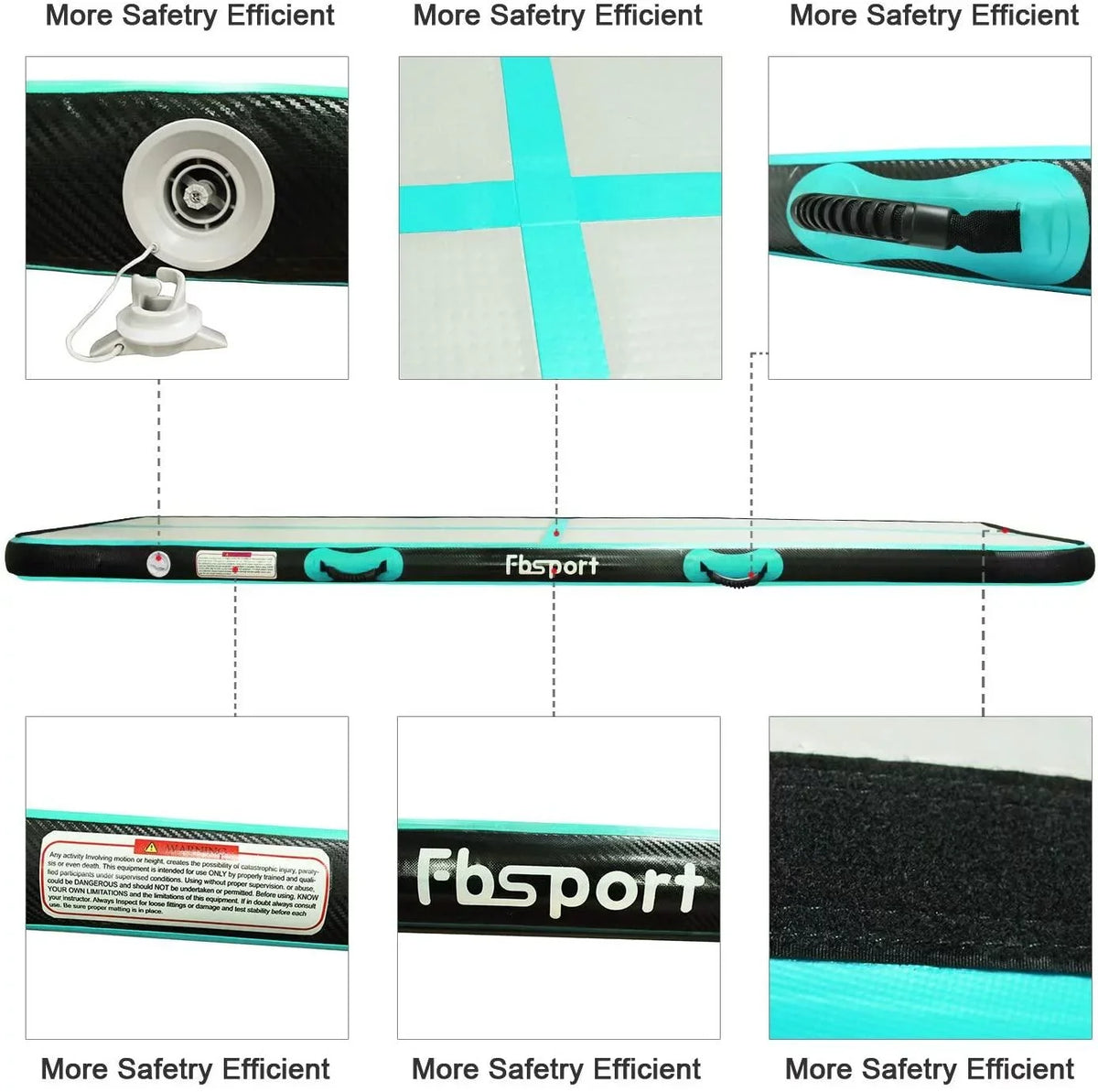 Tumbling Air Mat, FBSPORT Mint Inflatbale Mat, Material Carbon Gymnastic Green 20ft Fiber Track Exercise