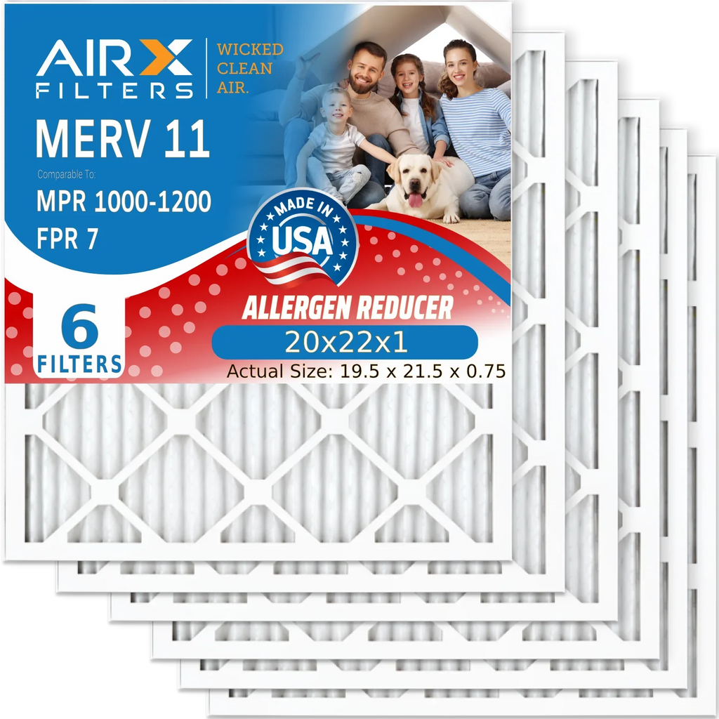 1000, Furnace 20x22x1 Premium AIRX WICKED Filters Air Filter FILTERS Filter & Conditioner MERV MPR by 1200 11 Pack HVAC 7 Electrostatic CLEAN MPR Air USA Comparable Pleated Made AIR. 20x22x1 to 6 FPR