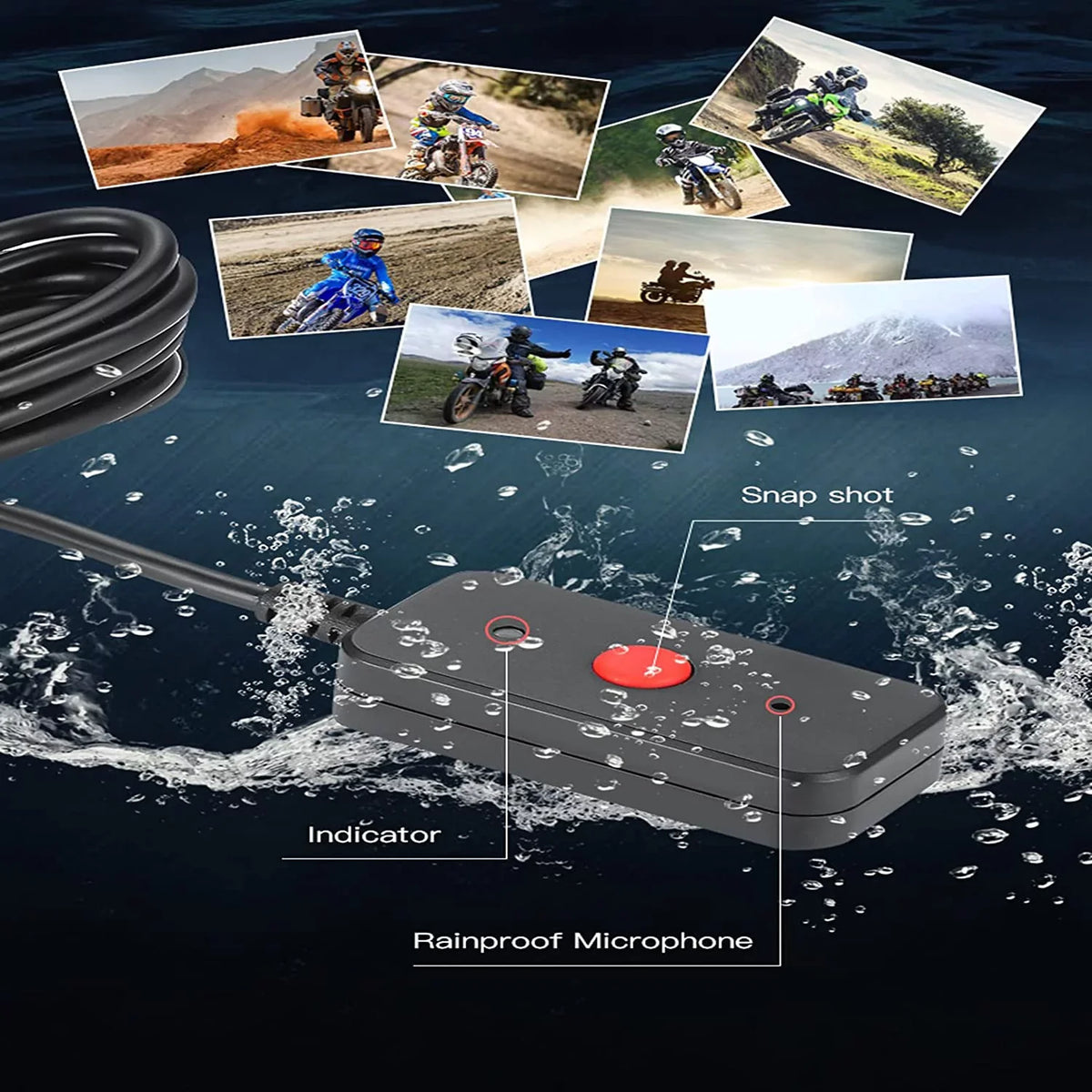 Wide Camera Angle Waterproof GPS with Recording and Front Waterproof HD Lens Camera Motorcycle Wi-Fi, Rear 120° 1080P Dash