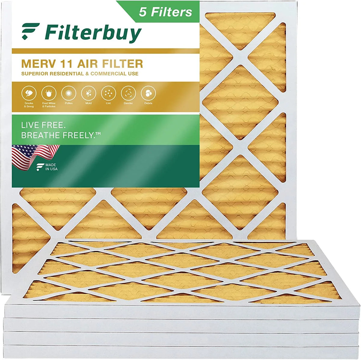 HVAC 11 30x30x1 AC Filters Air Filterbuy MERV Furnace Pleated (5-Pack)