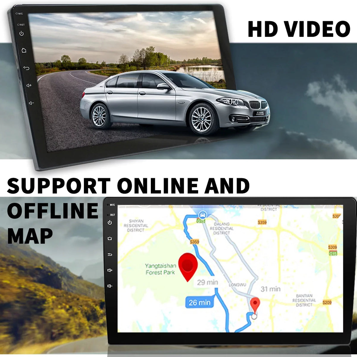 Touchscreen Double Binize Radio 9 Inch Navigation camera, Car Backup Apple control, Stereo 10 GPS Car Din CarPlay&Android with Compatible Auto Bluetooth,SW Android with