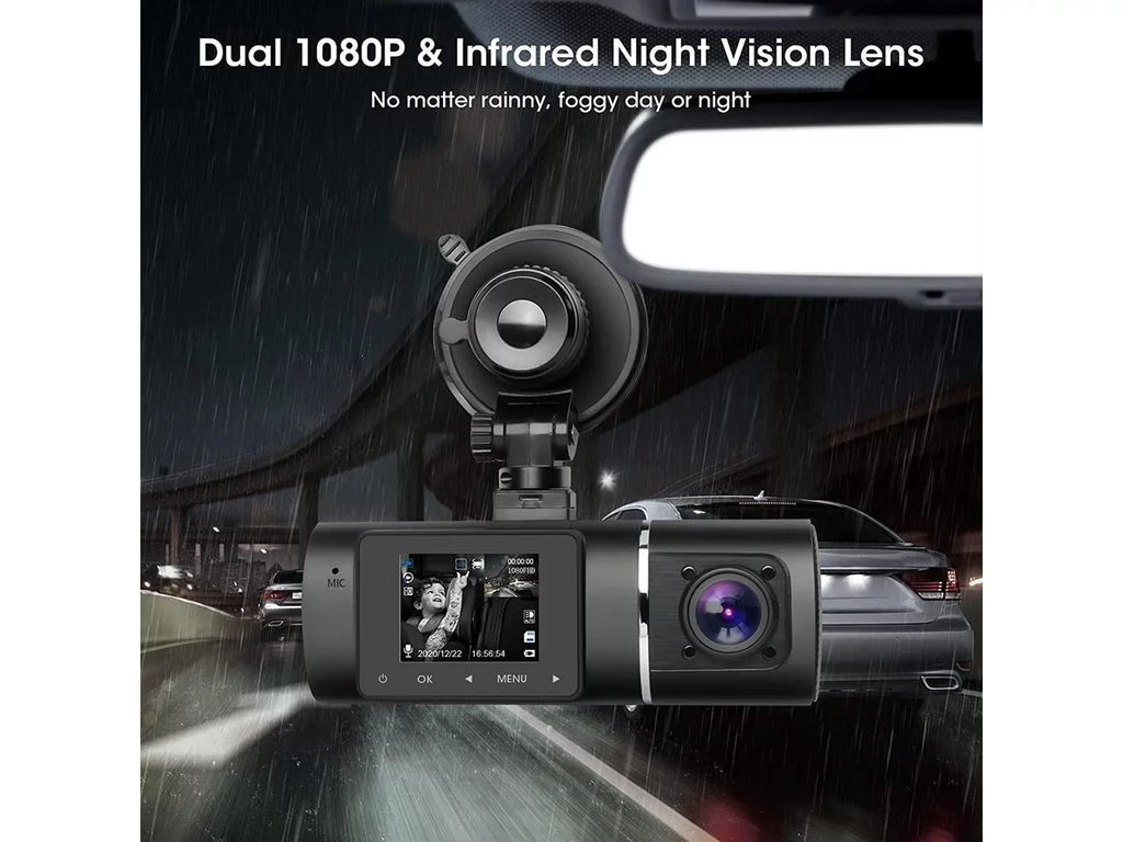 Cam Dual Night G-Sensor Inside Camera Taxi Kit FHD Recording WDR Recorder Driving Car Front Vision with Hardwire Included Cabin Rideshare 1080p+1080p Loop Dash Infrared for