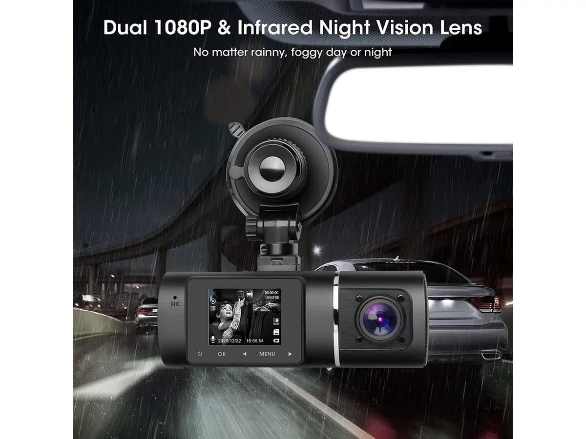 Cam Dual Night G-Sensor Inside Camera Taxi Kit FHD Recording WDR Recorder Driving Car Front Vision with Hardwire Included Cabin Rideshare 1080p+1080p Loop Dash Infrared for