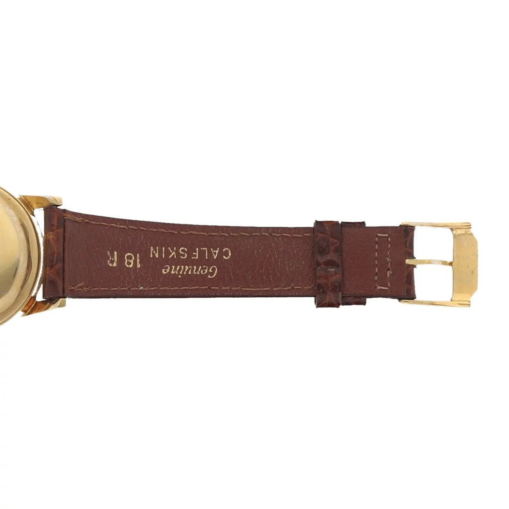 18k Wrist Automatic 34mm Chronometre 1231 Movado Leather Yellow Gold Watch