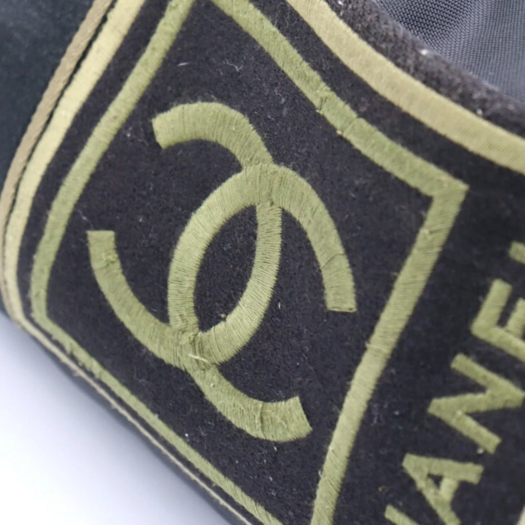 (Fair) Travel Nylon Bag Shoulder Sport Cylindrical Canvas Line Chanel Pre-Owned 10 Boston CHANEL Green Cocomark Khaki Series Round