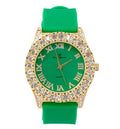Out ST10327 with Dial Roman Watch Big Colorful Iced Rocks (ST10357 Green) Gold RN Silver Mens Single Numerals - Fully