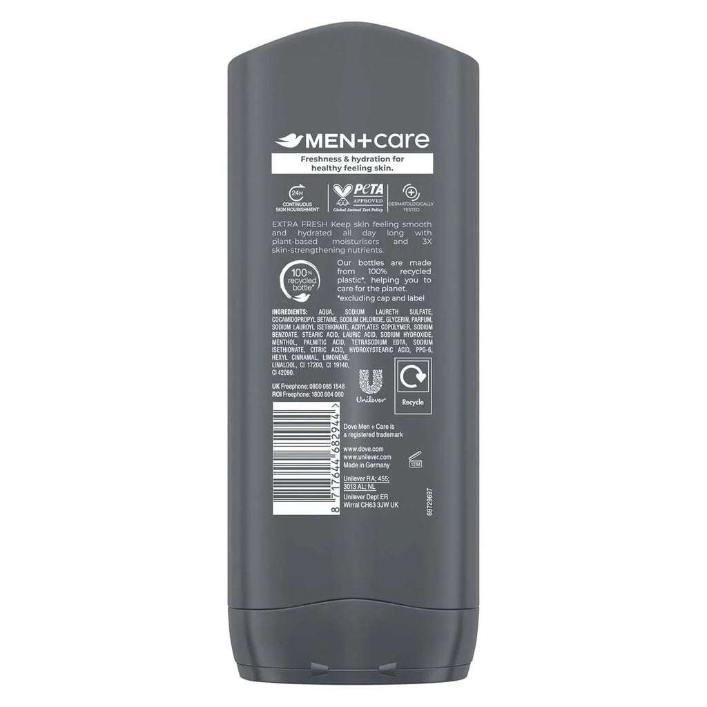 Extra Face Refreshing Fresh Ml Men Micromoisture 24-Hour And Of Wash 3-In-1 3 With Men Body Dove Pack Wash Care Nourishing For + Technology Body Hair, 400