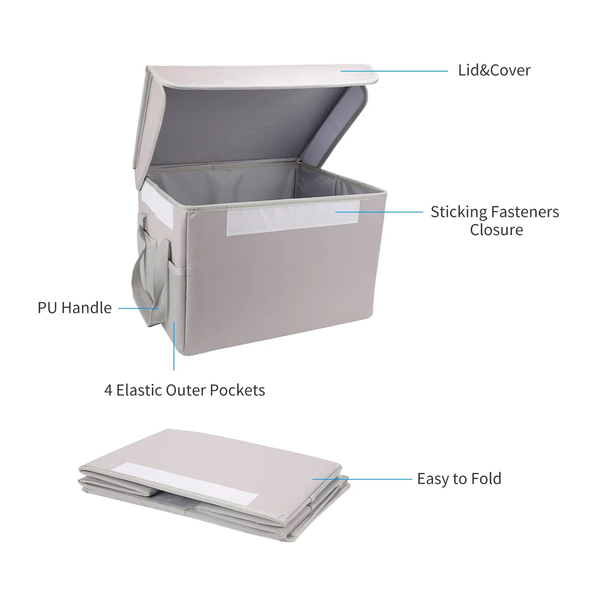 Handles Home Ideal Storage Car, Lid Waterproof Fireproof Sturdy Irfora Box, and for Office with