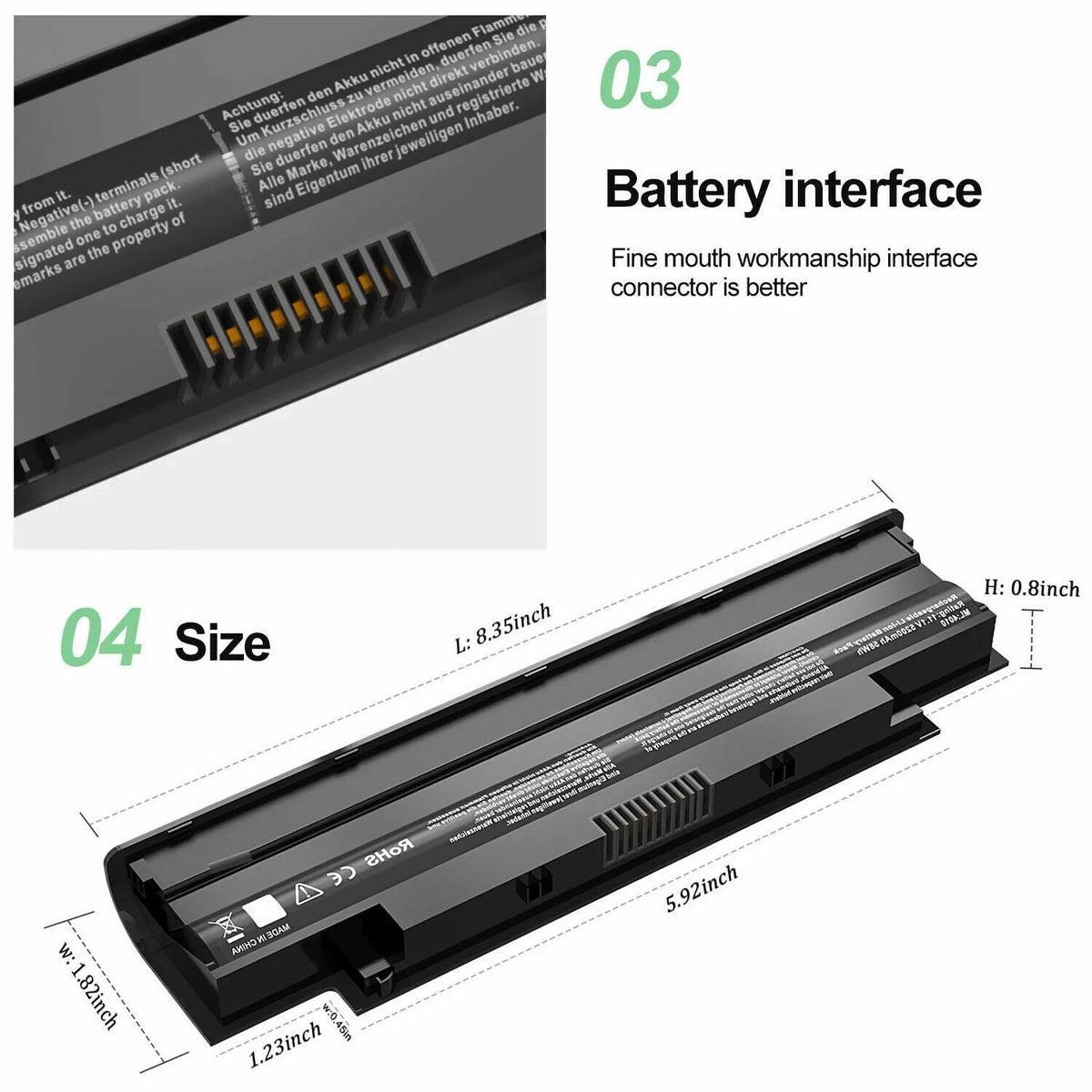 fits N5010 Inspiron 13R Dell N4050 14R for 17R J1KND 04YRJH N4010 Battery N7010