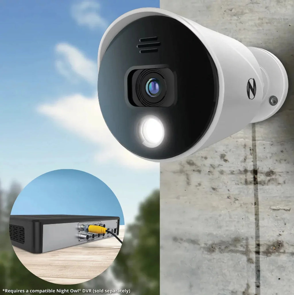 (Refurbished) Audio 2 Spotlight - Alerts with Night Add On Owl 1080p - Premium and Pack White Restored Wired Cameras Sirens