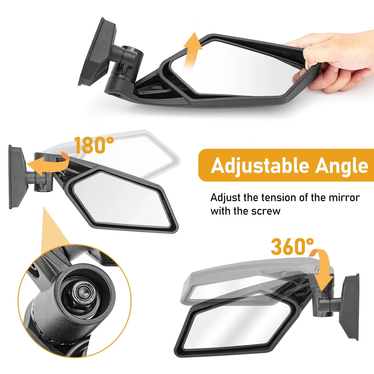 Can-Am NEW Side - View Upgrade 2017-2022 For Turbo RS Racing WEISEN MAX X3 Style Rear | Adjustable 360° Maverick Mirrors